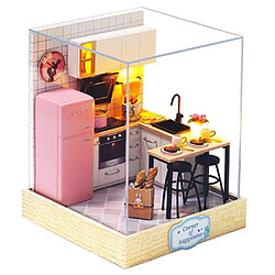 Auto Assemblés BRICOLAGE Artisanat Cuisine Salle À Manger Mini Miniature En Bois Dollhouse Ensemble Modèle Couverture Antipoussière pour Fille Cadeau