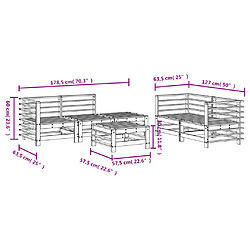 vidaXL Salon de jardin 6 pcs bois massif douglas pas cher