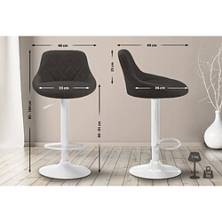 Avis Decoshop26 Tabouret de bar chaise haute x 1 avec coutures décoratives assise en tissu gris foncé pieds métal blanc 10_0005092