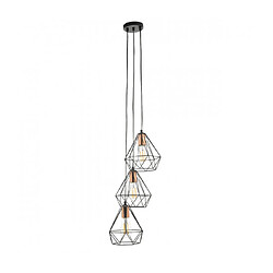 Luminaire Center Suspension Deyon Cuivre poli,Noir mat 3 ampoules 60cm