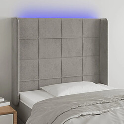 Maison Chic Tête de lit scandinave à LED,meuble de chambre Gris clair 103x16x118/128 cm Velours -MN89229