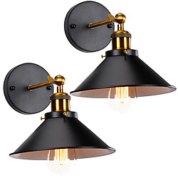 Stoex (2X)Ø22CM Applique Murale Rétro Moderne Lampe Murale Vintage D'Intérieur Applique Murale Simple en Métal (Noire) Ampoule E27 Pour Éclairage Intérieur