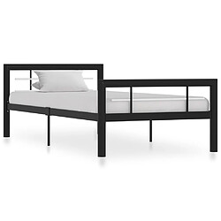 vidaXL Cadre de lit sans matelas noir et blanc métal 100x200 cm 