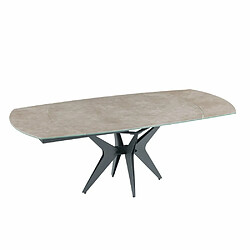 Inside 75 Table de repas extensible BOOMERANG 160/228 x 95 cm plateau céramique Grey pied acier noir