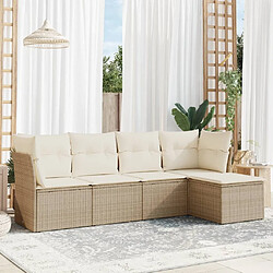 Maison Chic Salon de jardin avec coussins 5 pcs | Ensemble de Table et chaises | Mobilier d'Extérieur beige résine tressée -GKD94087