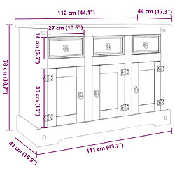 vidaXL Buffet Corona marron 112x44x78 cm bois massif pin mexicain pas cher