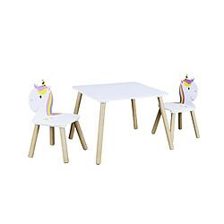 The Home Deco Kids Table et 2 chaises en bois licorne Lily.