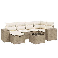 Maison Chic Salon de jardin avec coussins 7 pcs, Ensemble Tables et chaises de jardin, beige résine tressée -GKD226550