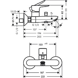 Mitigeur bain/douche HANSGROHE Talis E aspect doré poli - 71740990