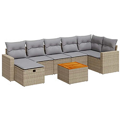 vidaXL Salon de jardin avec coussins 8 pcs beige résine tressée