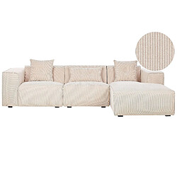 Beliani Canapé d'angle DOLVA Beige Velours côtelé Côté gauche