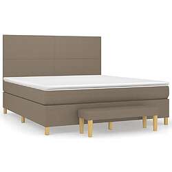 vidaXL Sommier à lattes de lit avec matelas Taupe 180x200 cm Tissu