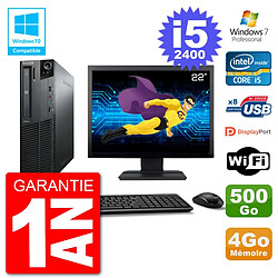 PC Lenovo M82 SFF Ecran 22" i5-2400 RAM 4Go Disque 500Go Graveur DVD Wifi W7 - Occasion