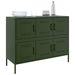 Avis vidaXL Buffet vert olive 100,5x39x79 cm acier