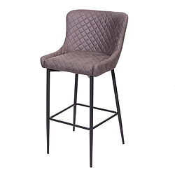 Decoshop26 Tabouret de bar chaise haute de comptoir en tissu gris foncé design rétro cadre en métal 04_0001243