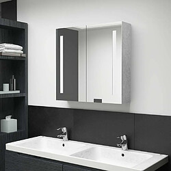 Maison Chic Armoire de salle de bain,Meuble de rangement,Meuble haut à miroir LED Gris béton 62x14x60 cm -GKD835324