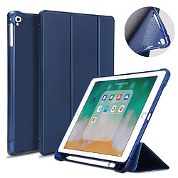 Etui en PU pliable bleu foncé pour votre Apple iPad 9.7 2018/iPad 9.7 2017/iPad Air/iPad Air 2/iPad Pro 9.7