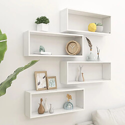 Maison Chic Lot de 4 Étagères murales,Étagère Rangement flottate cube Blanc 60x15x23 cm Aggloméré -MN90324