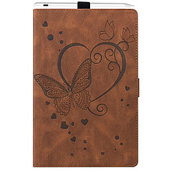 Etui en PU motif papillon, léger avec support, porte-cartes et porte-stylo marron pour votre Samsung Galaxy Tab S7 Plus/Galaxy Tab S8 Plus