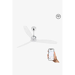 Faro Barcelona Ventilateur de plafond chromé avec moteur CC intelligent - Télécommande incluse