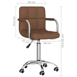 vidaXL Chaise pivotante de salle à manger Marron Tissu pas cher