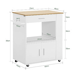 Avis SoBuy FKW113-WN Desserte Roulante Chariot de Cuisine à roulettes Buffet Multifonctionnel avec Etagère Latérale, Portes, Tiroirs, Porte-torchon