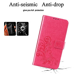 Avis Wewoo Housse Coque Étui en cuir à motif de fleurs repiquées Lucky Clover pour HuNova 4, avec porte-cartes et porte-cartes, porte-monnaie dragonne (Rose rouge)