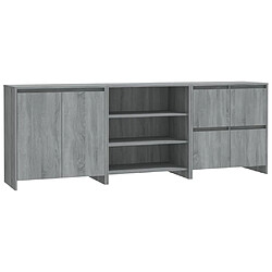 vidaXL Buffets 3 pcs Sonoma gris Bois d'ingénierie