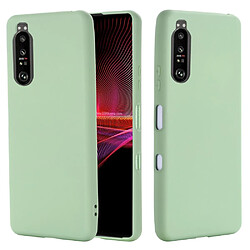 Coque en silicone Liquide de couleur unie bien protégé avec sangle vert pour votre Sony Xperia 1 III