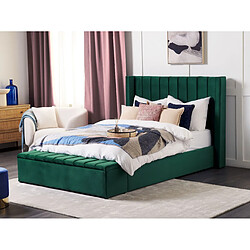 Beliani Lit double en velours vert avec banc coffre 140 x 200 cm NOYERS