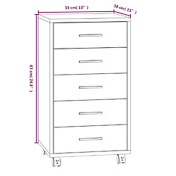 vidaXL Armoire à tiroirs avec roulettes Gris béton Bois d'ingénierie pas cher