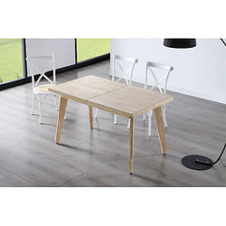 Pegane Table à manger rectangulaire extensible en bois de chêne naturel - Longueur 140-180 x Profondeur 80 x Hauteur 76 cm pas cher