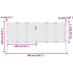 vidaXL Portail de jardin anthracite 300 x 125 cm acier pas cher