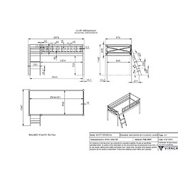 Acheter VIPACK Lit Mi-Hauteur Scott Bureau Bibliothèque Commode Blanc