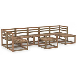 vidaXL Salon de jardin 8 pcs Marron Bois de pin imprégné