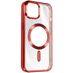 Avizar Coque MagSafe pour iPhone 15 Silicone Protection Caméra Contour Chromé Rouge