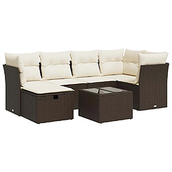 vidaXL Salon de jardin avec coussins 7 pcs marron résine tressée