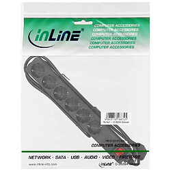 Barrette d'alimentation InLine® 6 ports avec protection 6x Type F allemand avec interrupteur noir 1,5 m