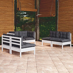 Maison Chic Salon de jardin 6 pcs + coussins - Mobilier/Meubles de jardin - Table et chaises d'extérieur bois de pin massif -MN20409