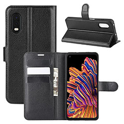 Etui en PU peau de litchi avec support noir pour votre Samsung Galaxy Xcover Pro