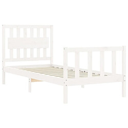 Maison Chic Lit adulte - Cadre Structure de lit avec tête de lit Contemporain blanc 90x200 cm bois massif -MN76450 pas cher