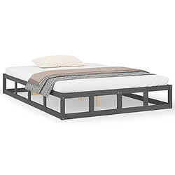 Maison Chic Lit adulte - Lit simple Cadre de lit,Structure du lit Contemporain Gris 150x200 cm Très grand Bois massif -MN64918