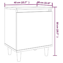 vidaXL Table de chevet avec pieds en bois Chêne marron 40x30x50 cm pas cher