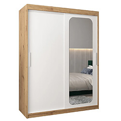 Abiks Meble Armoire PROMO T2 À Portes Coulissantes 200/150/62 2 Portes (Artisan/Blanc)