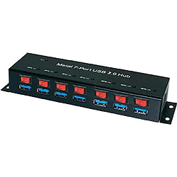 Hub USB 3.0 renkforce 7 ports - boîtier métallique, commutable individuellement, pour montage mural -