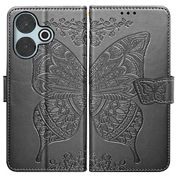 Avizar Étui Papillon Mandala pour Xiaomi Redmi 13 Portefeuille Dragonne Noir