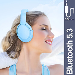 Avis Borofone Casque Bluetooth Arceau Rembourré Entrée Jack 3.5mm Autonomie 30H Bleu Clair