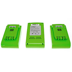 vhbw 3 x Li-Ion Batterie 2000mAh (24V) pour outils Greenworks 2200207 Tools 24V comme 29322, 29807.