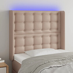 Maison Chic Tête de lit scandinave à LED,meuble de chambre Cappuccino 93x16x118/128 cm Similicuir -MN12181