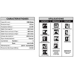 Stanley - Compresseur vertical sans huile 100L 10 Bars 2,5Cv